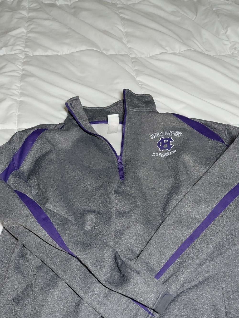 Holy Cross Gray & Purple Quarter-Zip Pullover